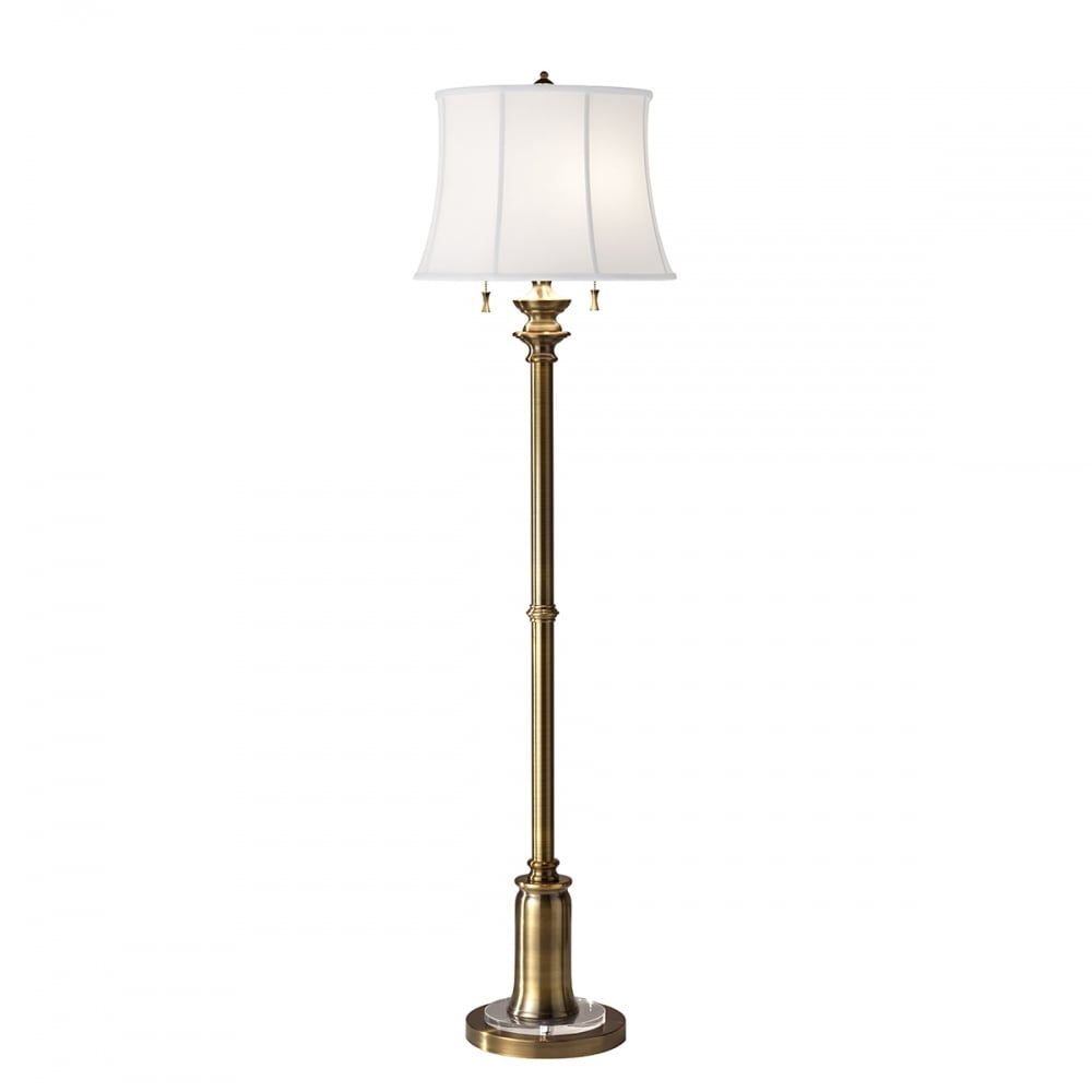 Bali Brass Floor Lamp with Ivory White Lampshade