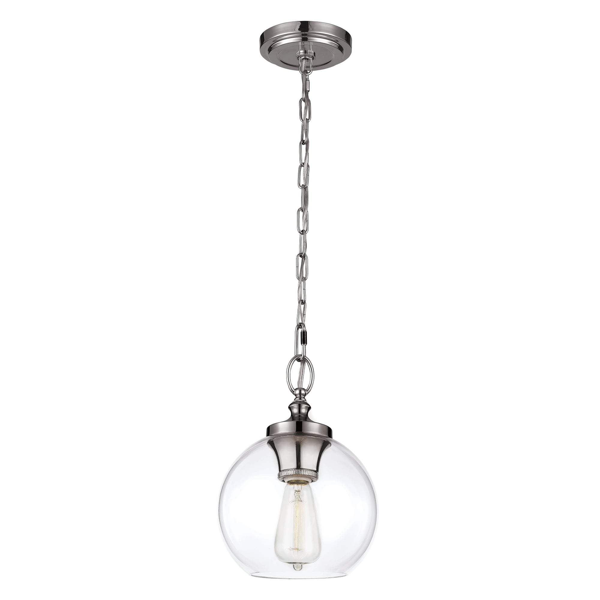 Mini Clear Globe Pendant Lamp With Nickel Silver Finish