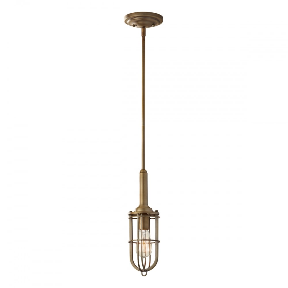 Hand Batten Style Cast Brass Effect Hanging Lamp and Cage