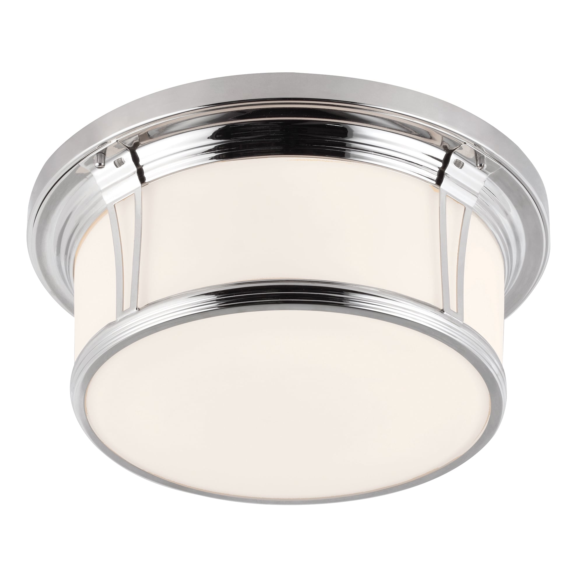 Polished Chrome Ceiling Flush Light with Opal Glass Shade