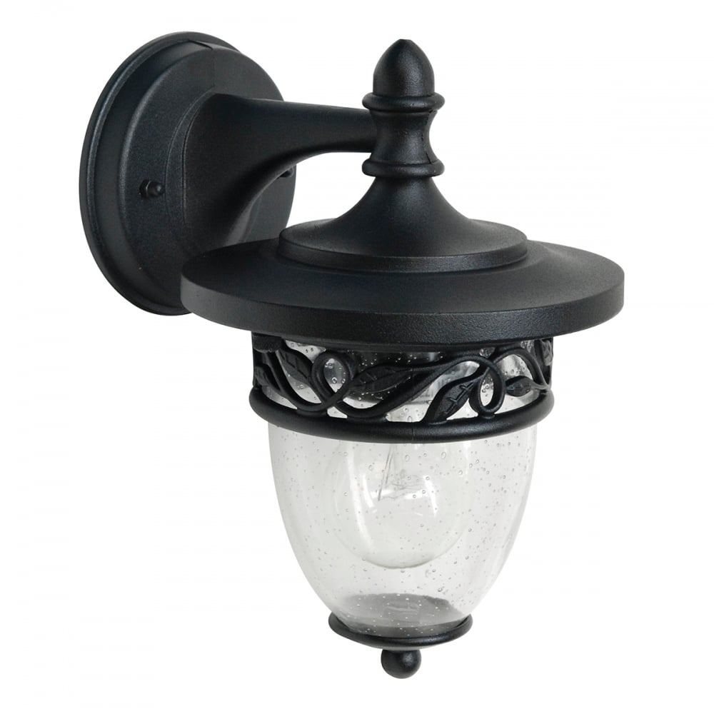 Burford Black Wall Lantern with Clear Glass