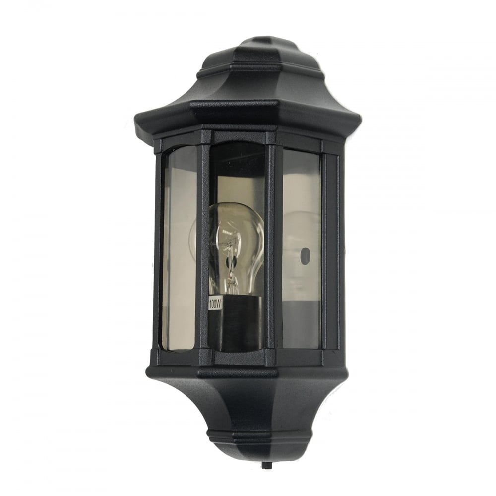 Newbury Black Half Lantern Porch Light