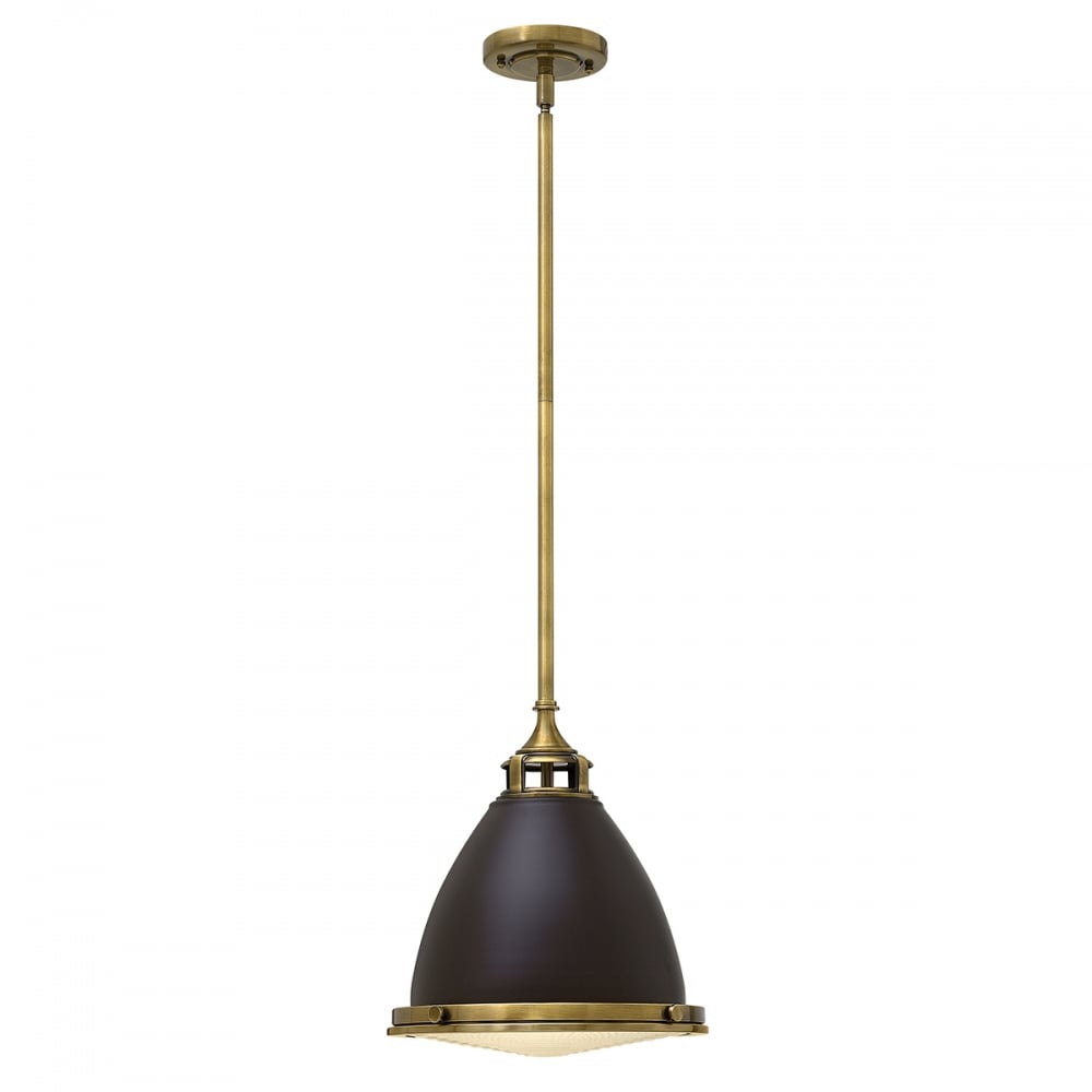 Amelia Bronze Bar Pendant with Dark Brown Dome