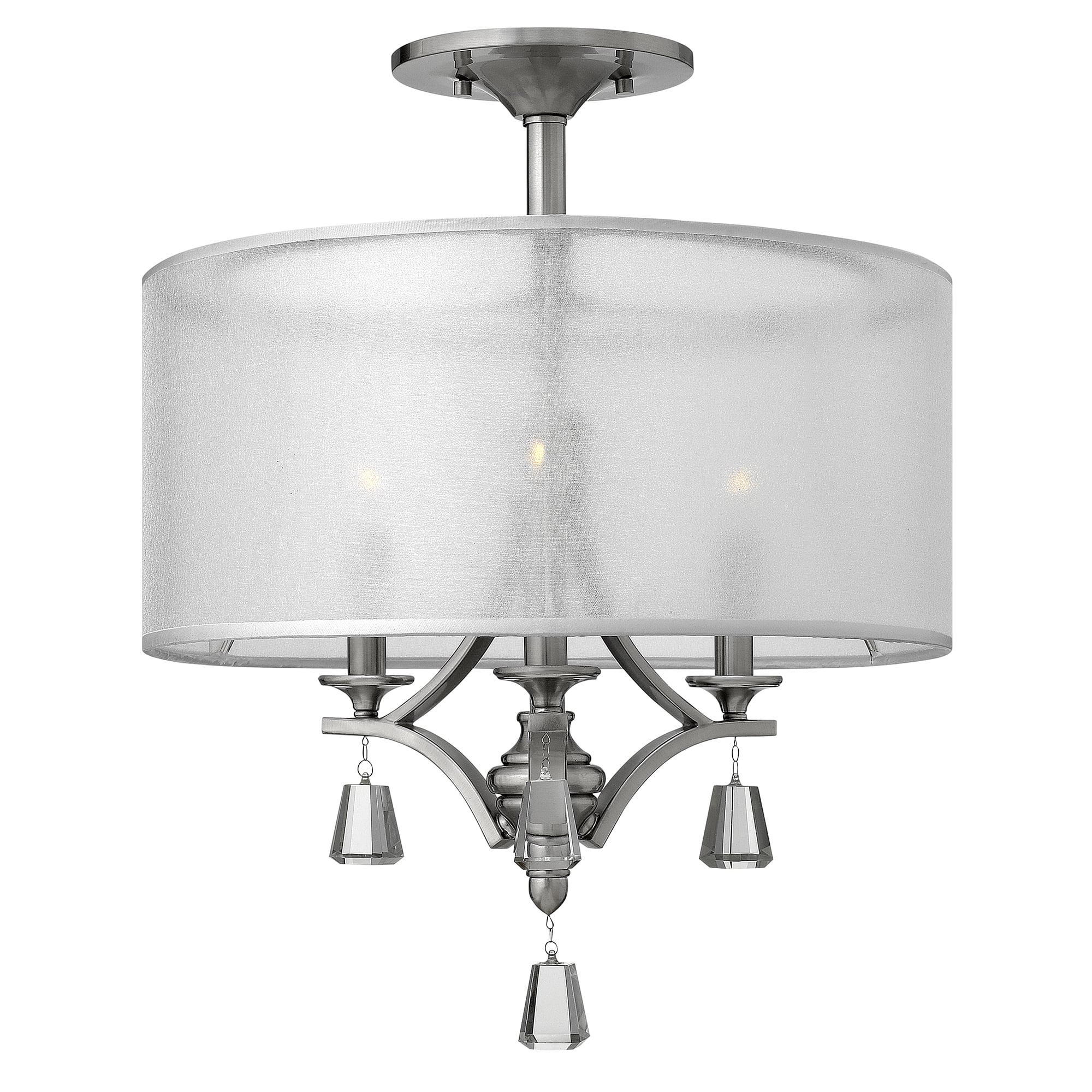 Mime Semi-Flush Nickel Drum Shade Fixture