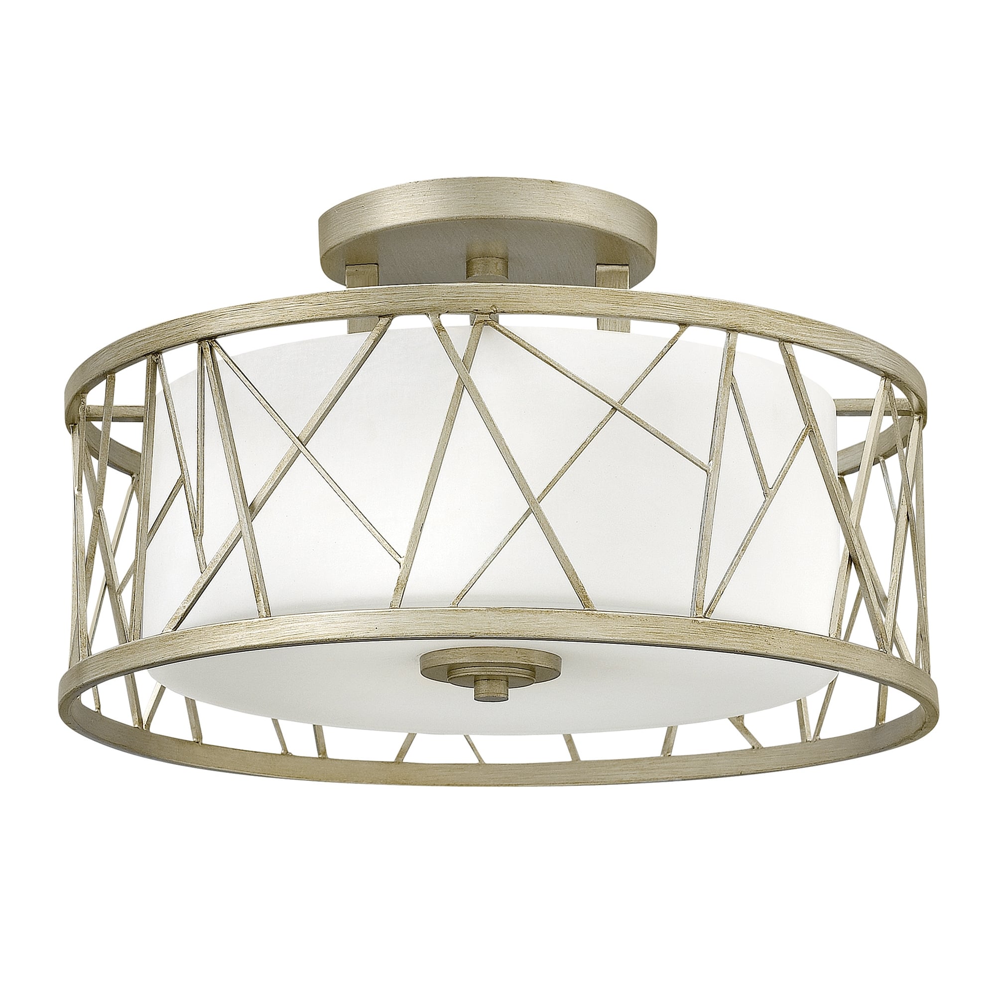 Nest Silver Leaf Drum Ceiling Light Semi Flush