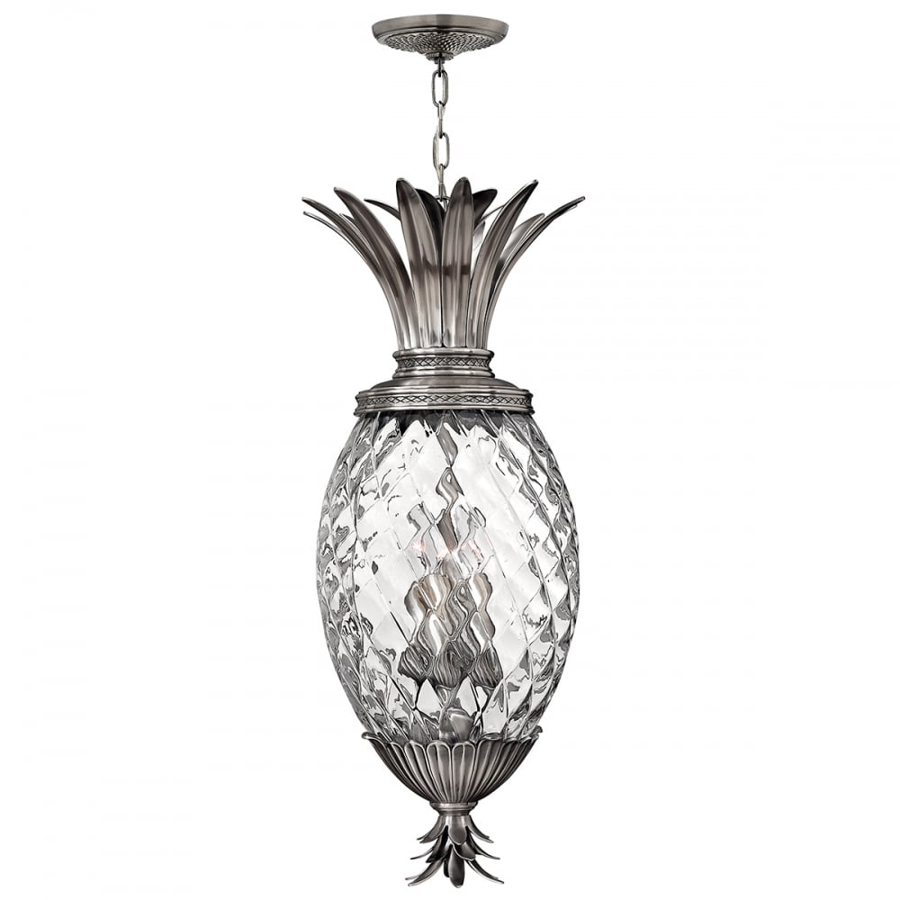 Plantation Antiqued Nickel Pineapple Styled Pendant Chandelier