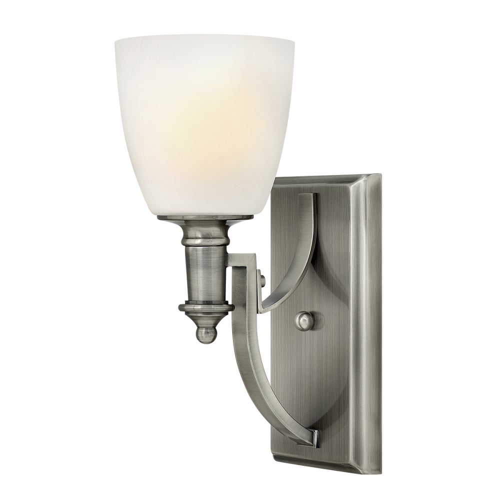 Truman Antique Nickel Sconce with Etched Opal Glass