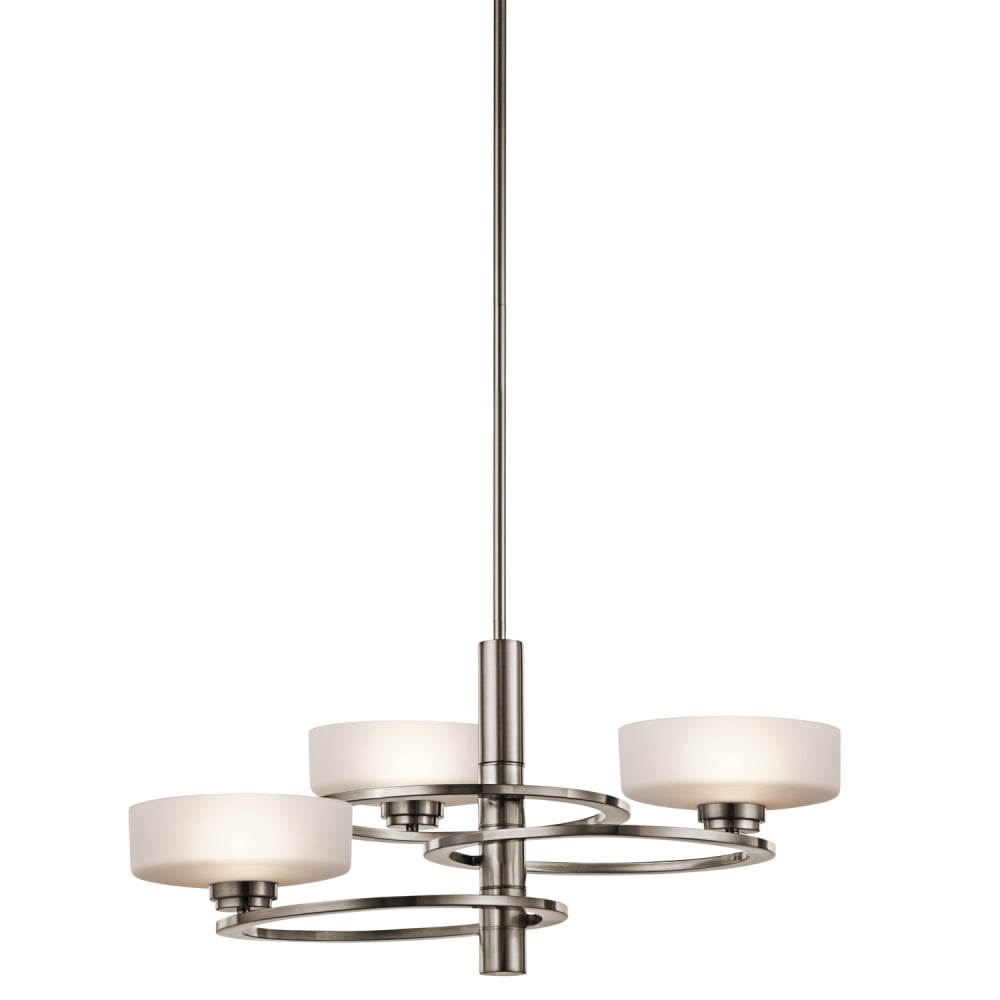 Aleeka Modern Art Deco Nickel 3 Bulb Chandelier