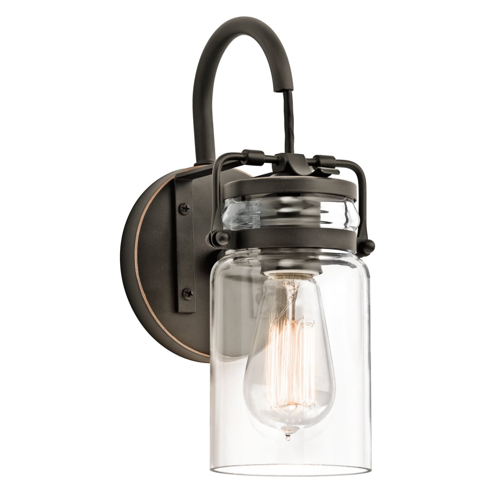 Brinley Vintage Mason Jar Wall Light Fixture