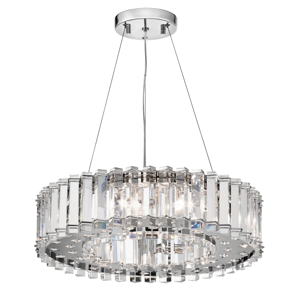 Crystal Skye Modern Chrome 8 Light Round Crystal Chandelier