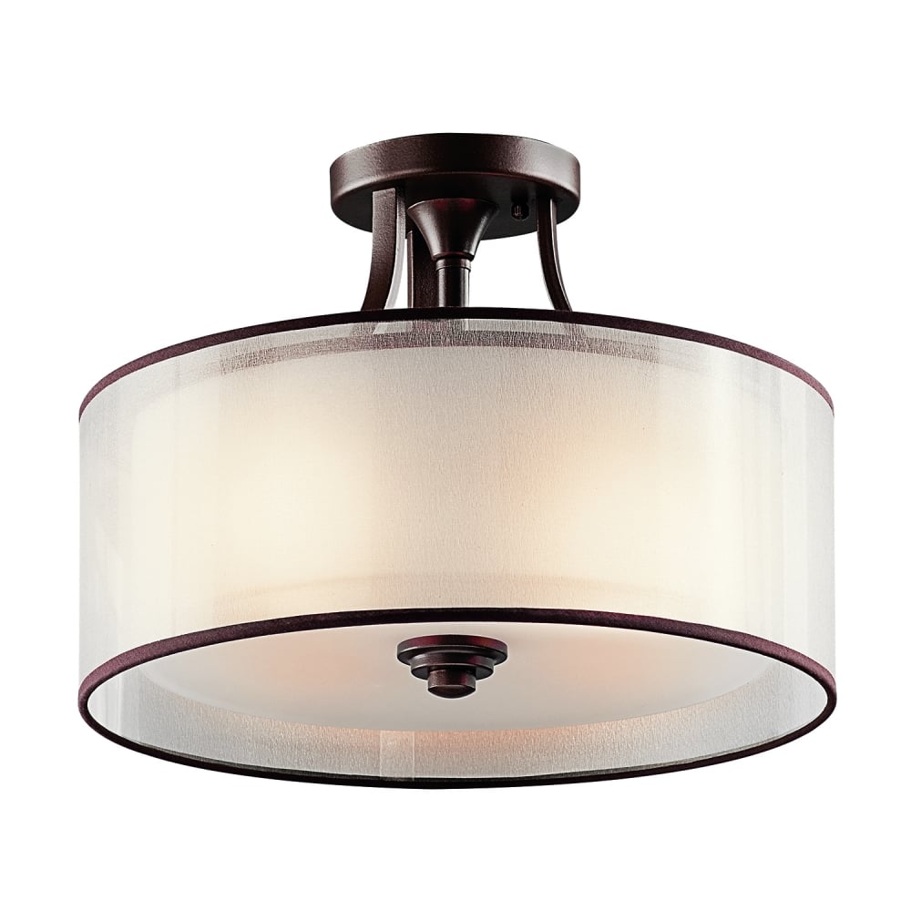 Lacey American Traditional Flush Pendant Drum Shade Light