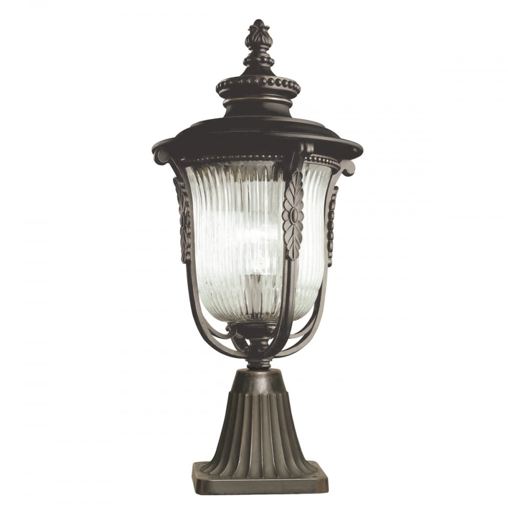 Luverne French Victorian Bronze Garden Patio Pedestal Lantern