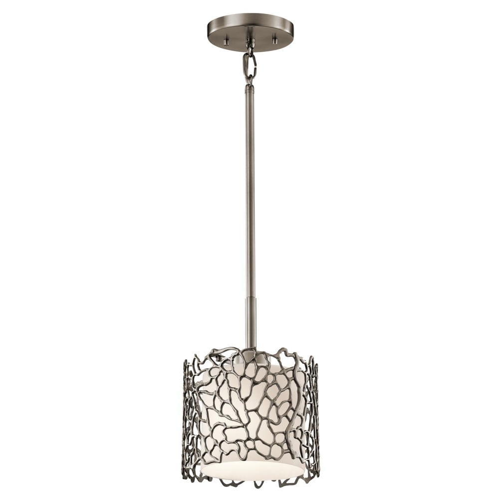 Pewter Coral Effect Small Ceiling Nickel Pendant