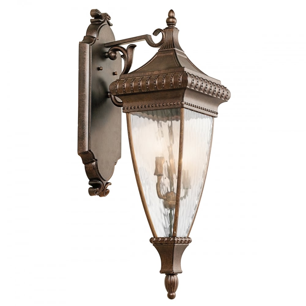 Ventetian Brushed Bronze Porch Wall Lantern Light 2 Bulb