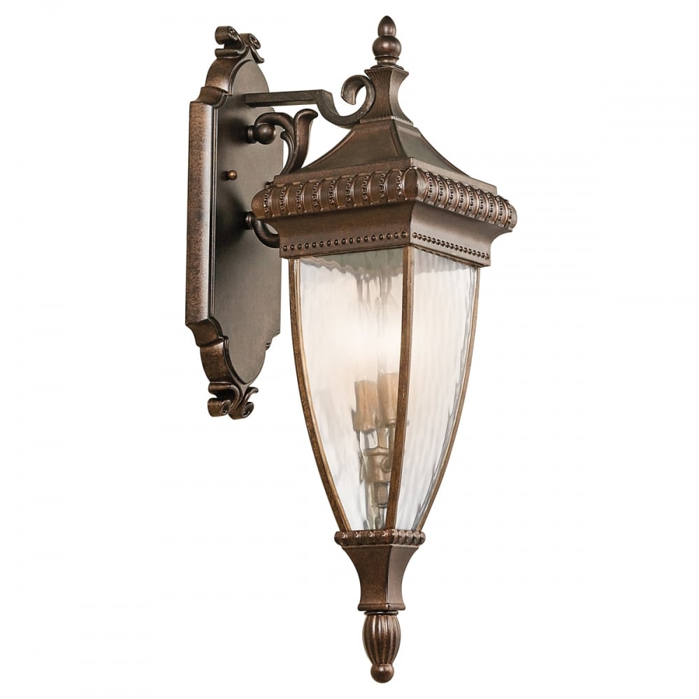 Ventetian Brushed Bronze Victorian Porch Wall Lantern Light 2 Bulb