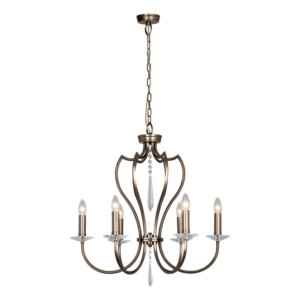 Pimlico 6 Light Chandelier, Dark Bronze