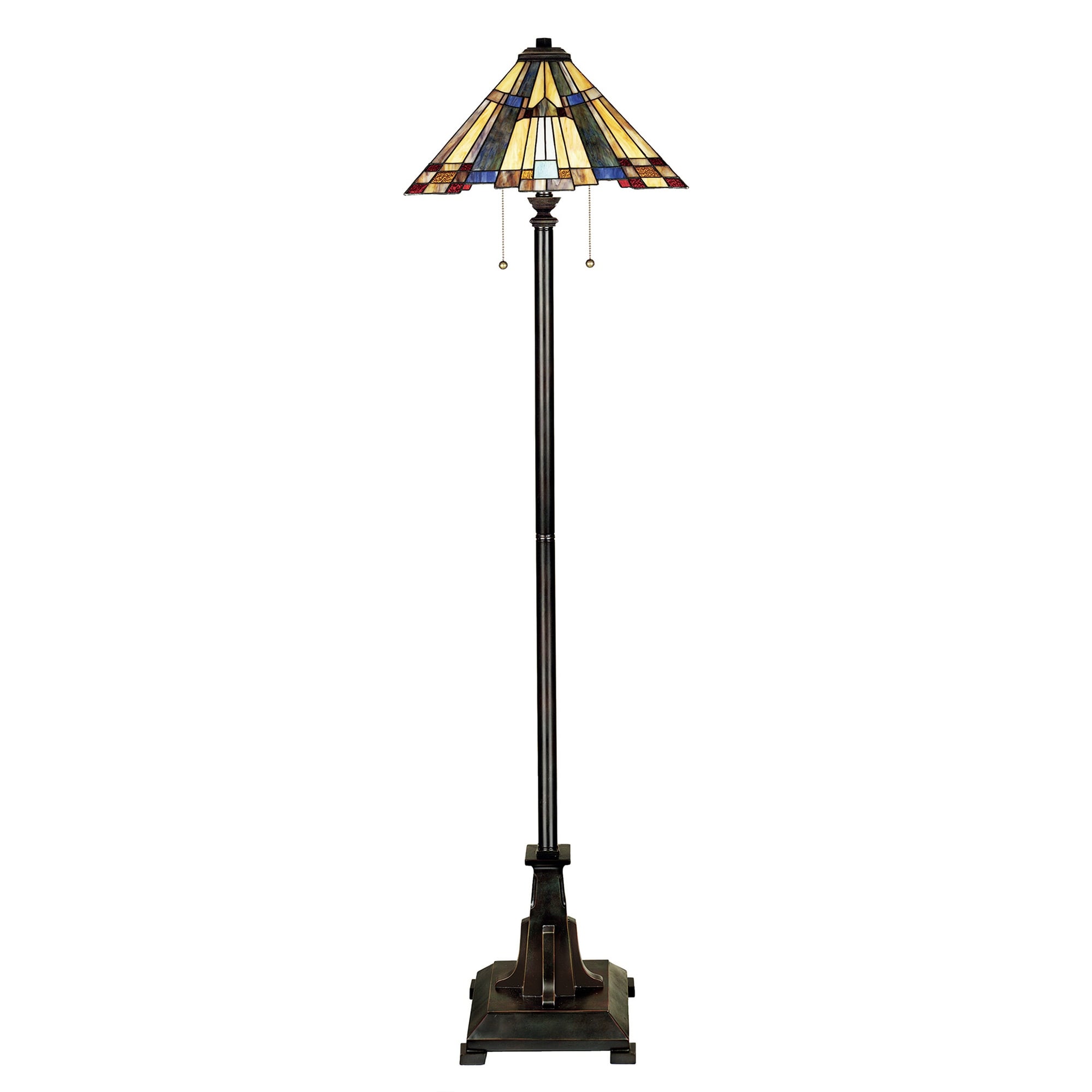 Inglenook Stained Glass Tiffany Floor Lamp, Valiant Bronze Finish