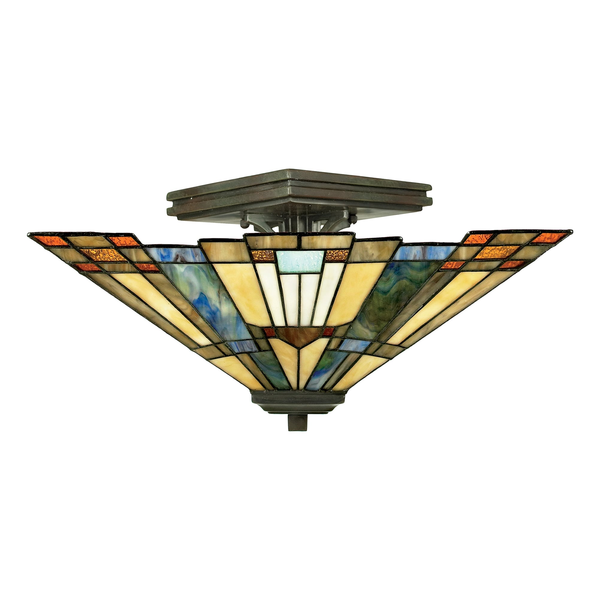 Inglenook Close to Ceiling Stained Glass Tiffany Chandelier