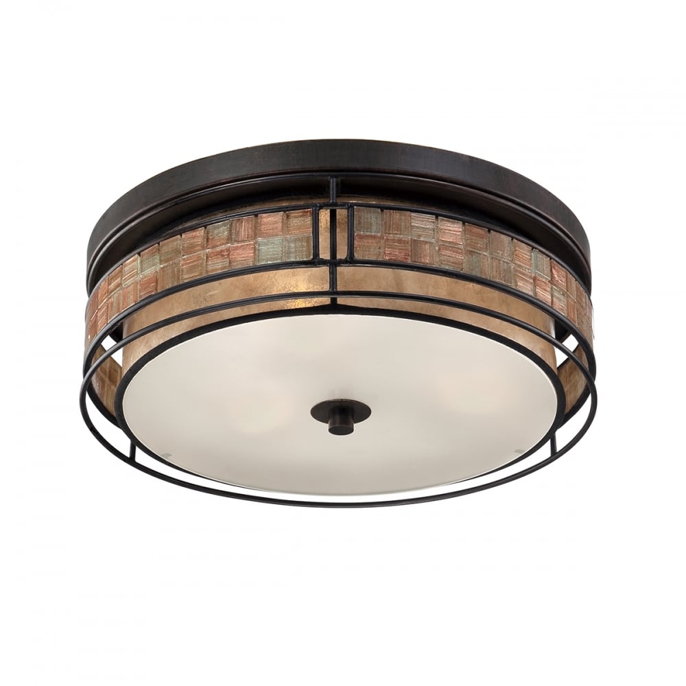 Laguna Artistic Circular Renaissance Copper Semi Flush Drum Ceiling Light