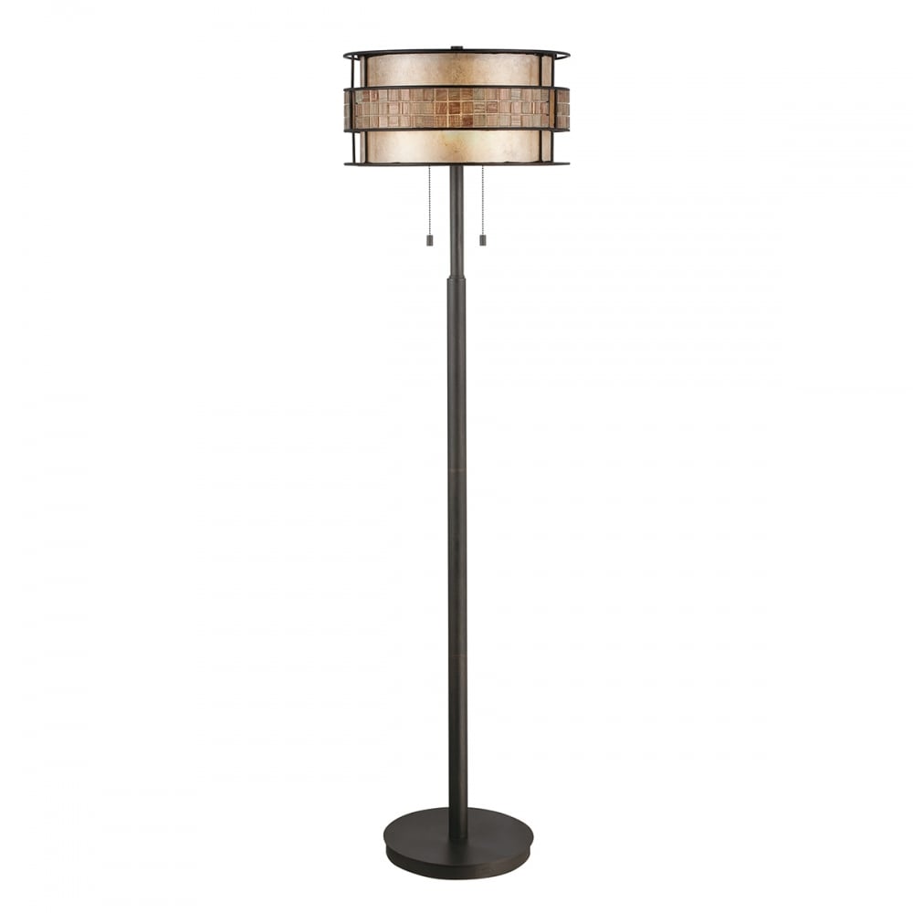 Laguna Artistic Copper Drum Tile Band Shade Floor Lamp