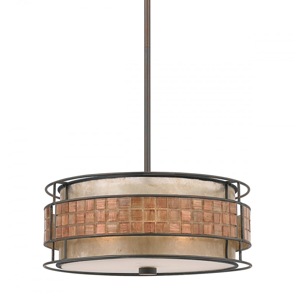 Laguna Artistic Natural Mica Tile Band Ceiling Pendant 1 Light