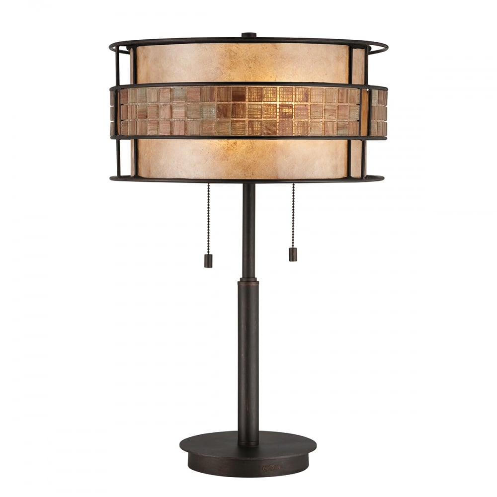 Laguna Artistic Natural Mica Tile Band Renaissance Copper Table Lamp