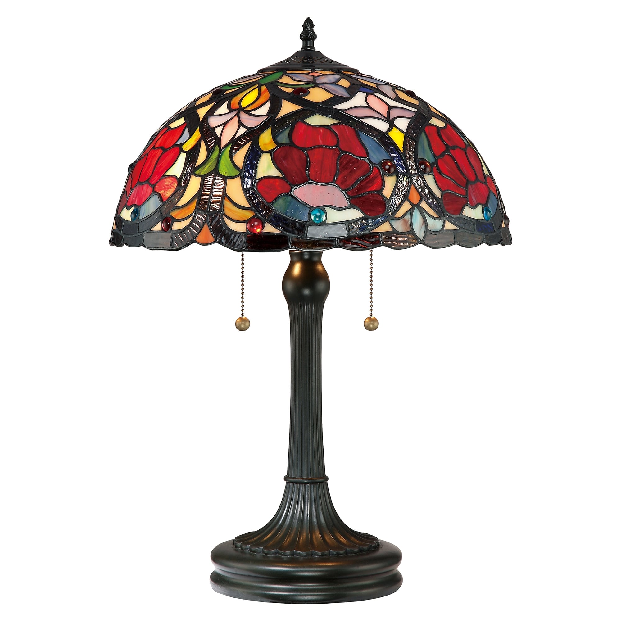 Larissa Red Rose Stained Glass Tiffany Table Lamp