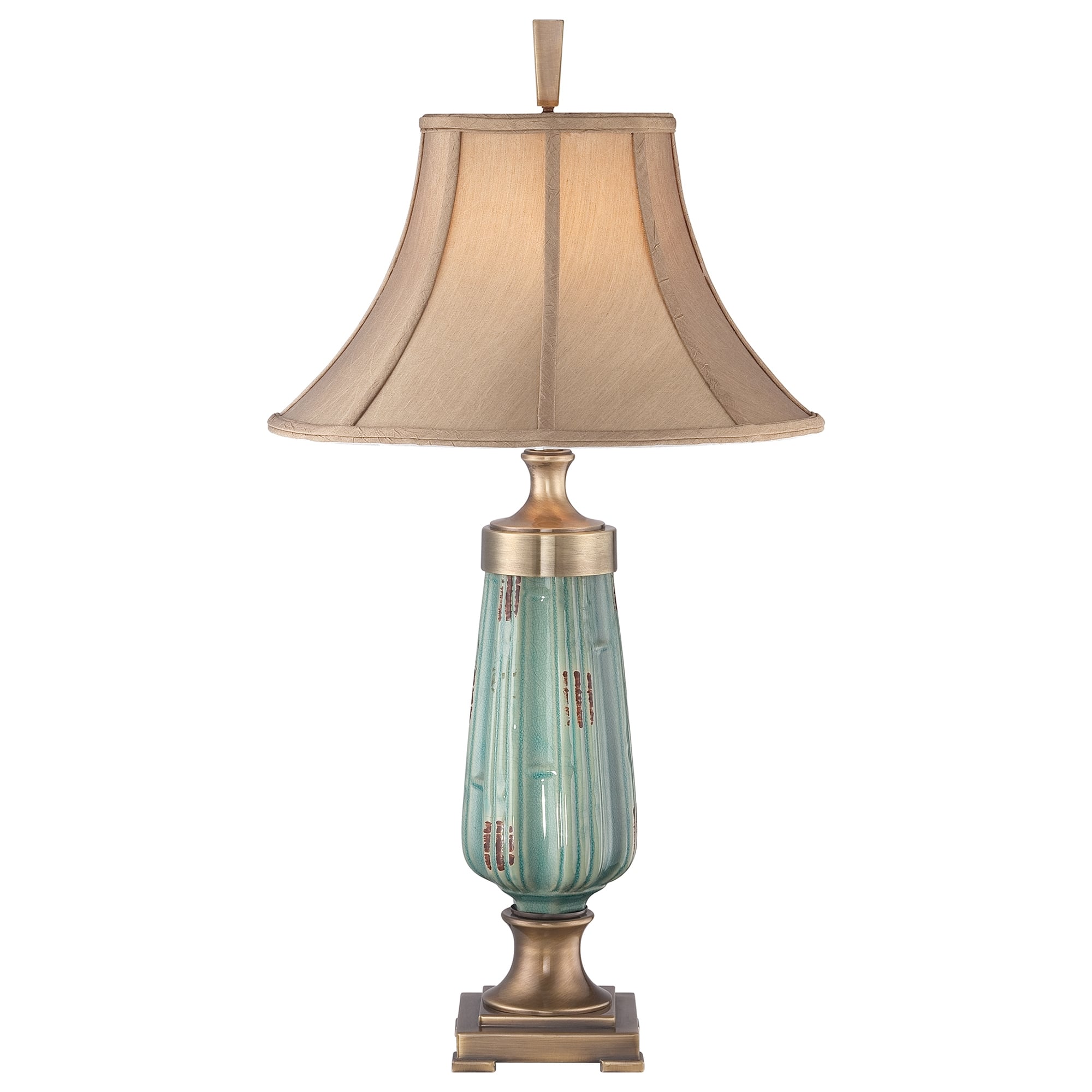 Monteverde Ceramic Blue Glaze with Aged Brass Table Lamp