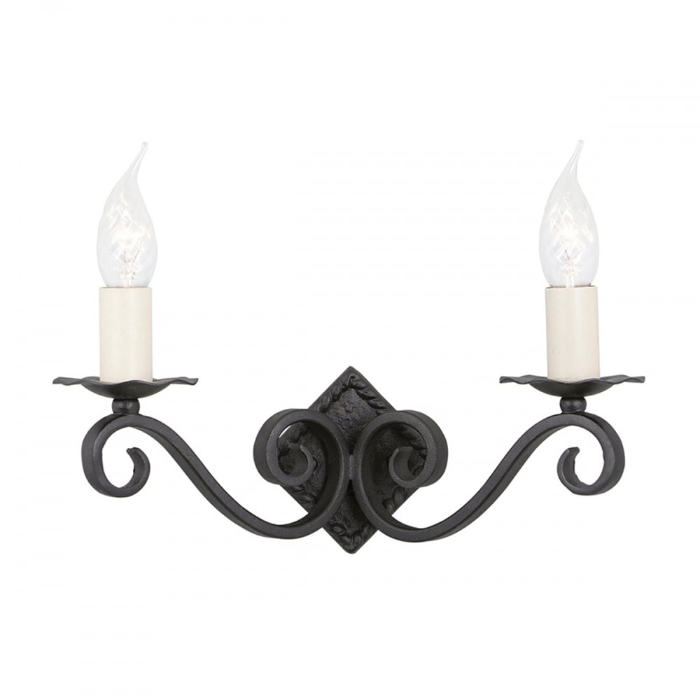 Rectory 2lt Wall Light A Black