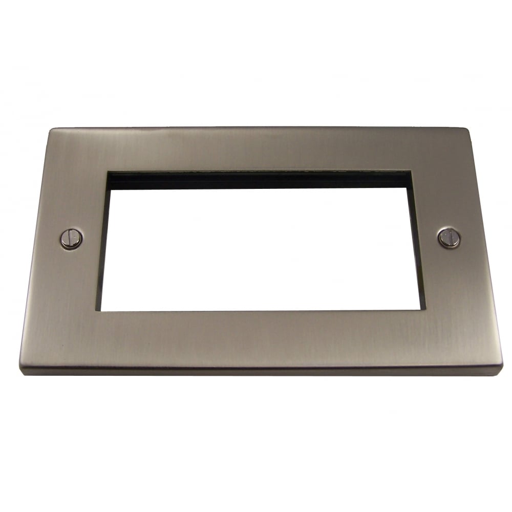 2 Gang Quad Modular Plate, Satin Chrome