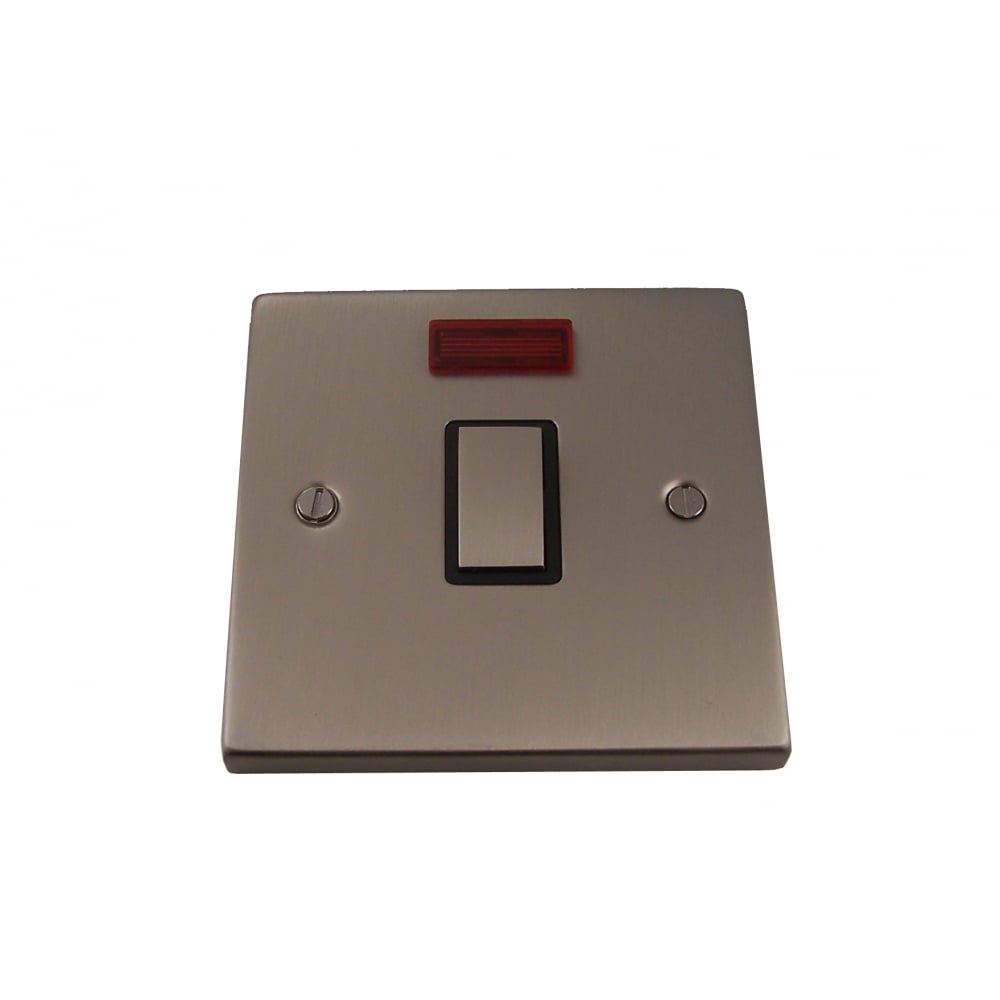 1 Gang 20A DP Ingot Switch With Neon, Satin Chrome