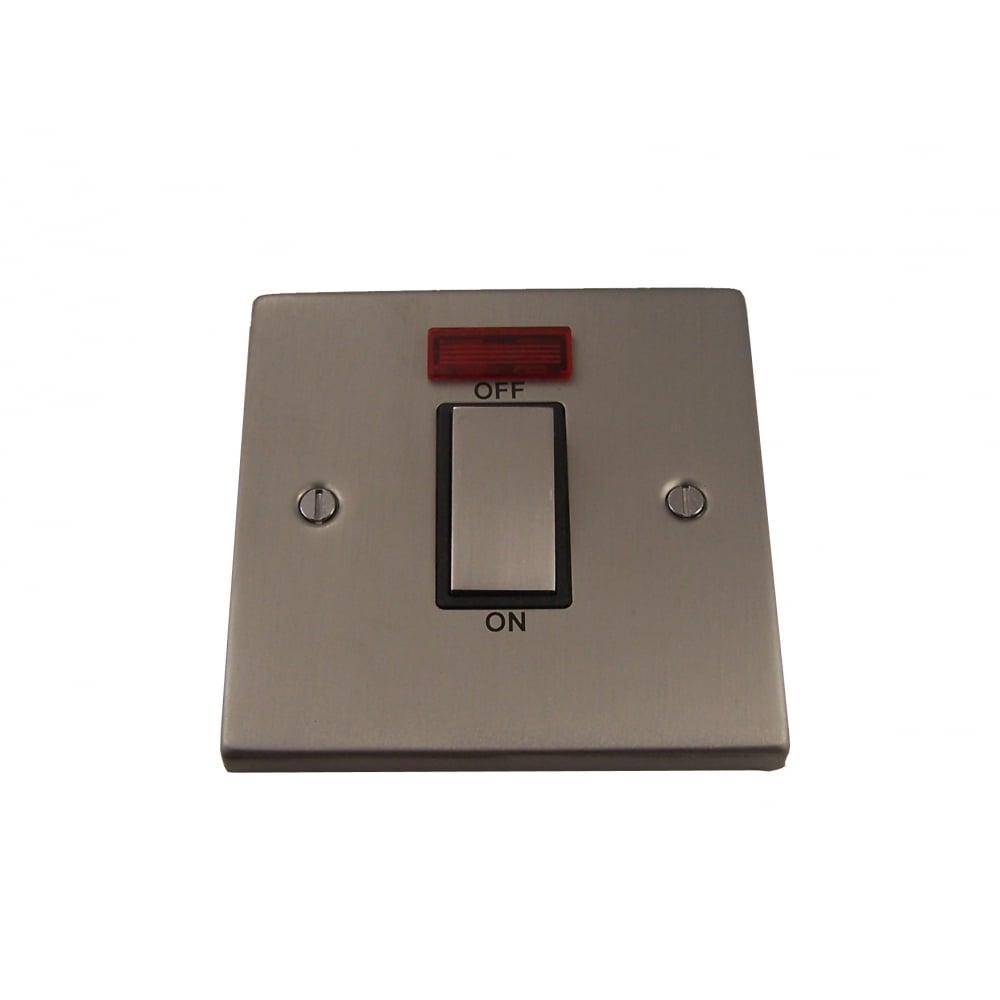 1 Gang 45A DP Ingot Switch With Neon, Satin Chrome