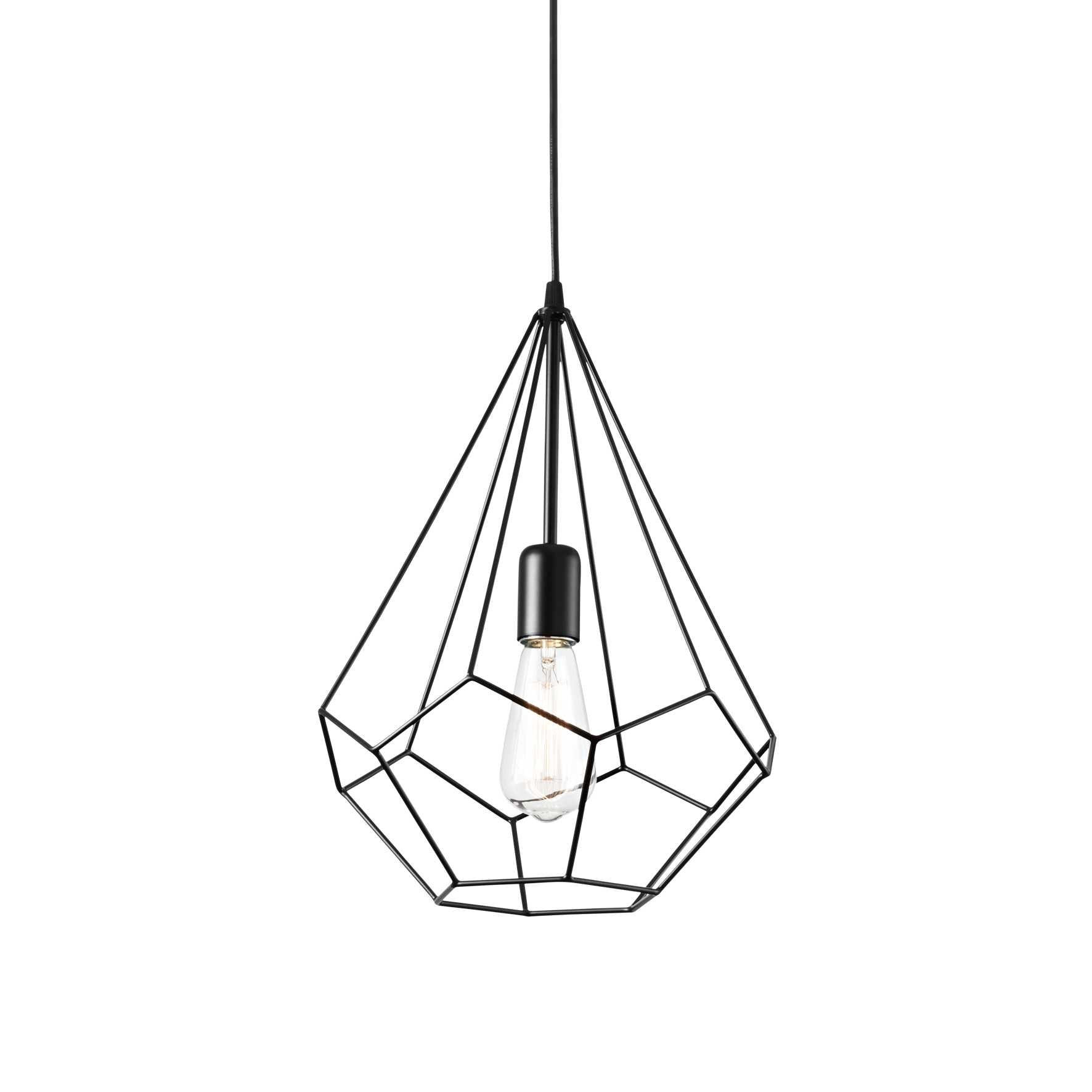 Ampolla Black Single Geometric Wire Cage Pendant