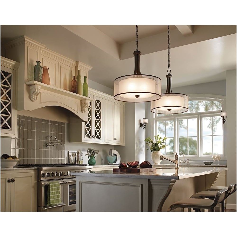 American Traditional Lacey Kitchen Island Pendant Drum Shade Light