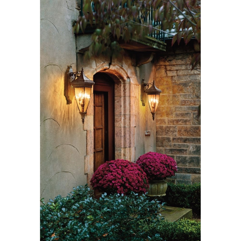 Ventetian Brushed Bronze Victorian Porch Wall Lantern Light 2 Bulb