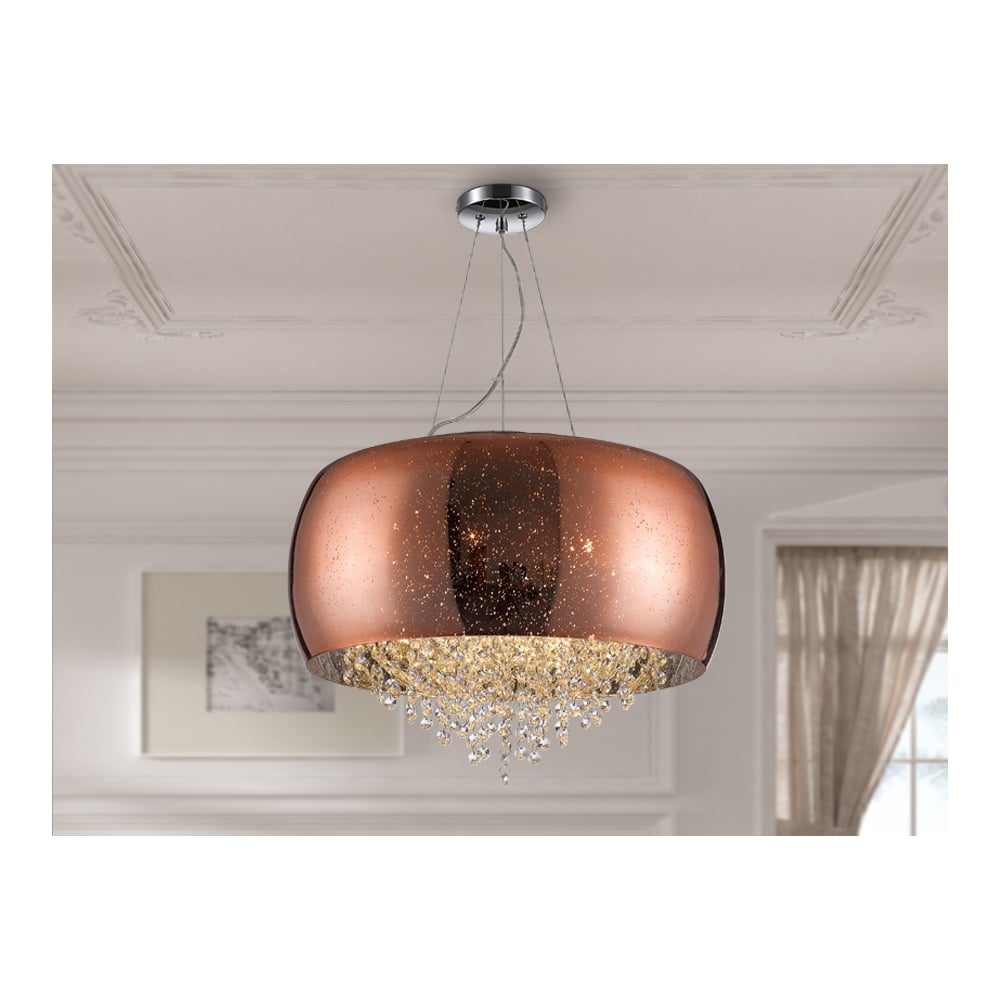 Modern Copper Open Oval Ceiling Pendant 6 Light