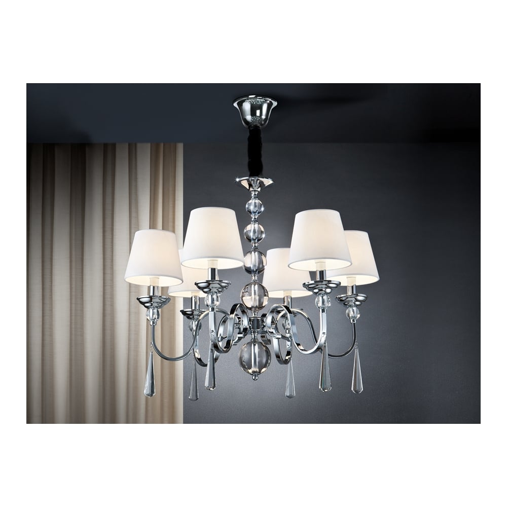 Traditional Chrome Hanging Ceiling Pendant 6 Light