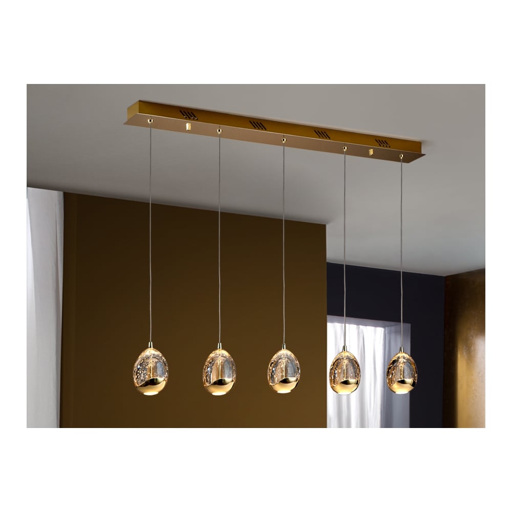 Rocio 5 Light Modern Spanish Gold Island Pendant Ceiling Light