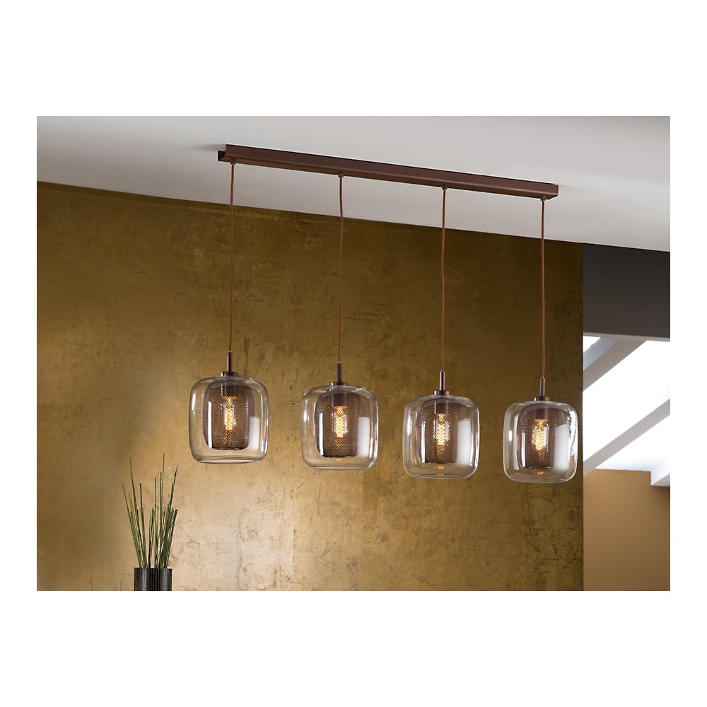 Traditional Chocolate Jar Ceiling Pendant 4 Light