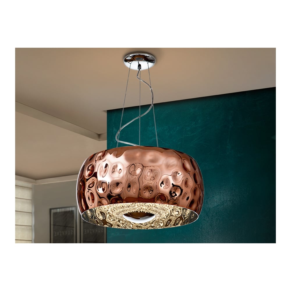 Modern CopperDrum Shade Pendant 6 Light