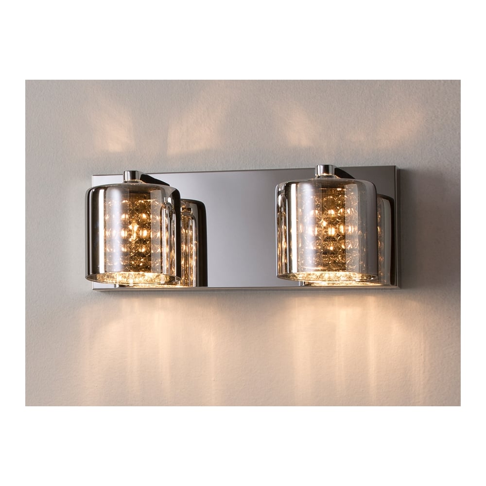 Denise Smoked Glass Wall Light Sconce Double