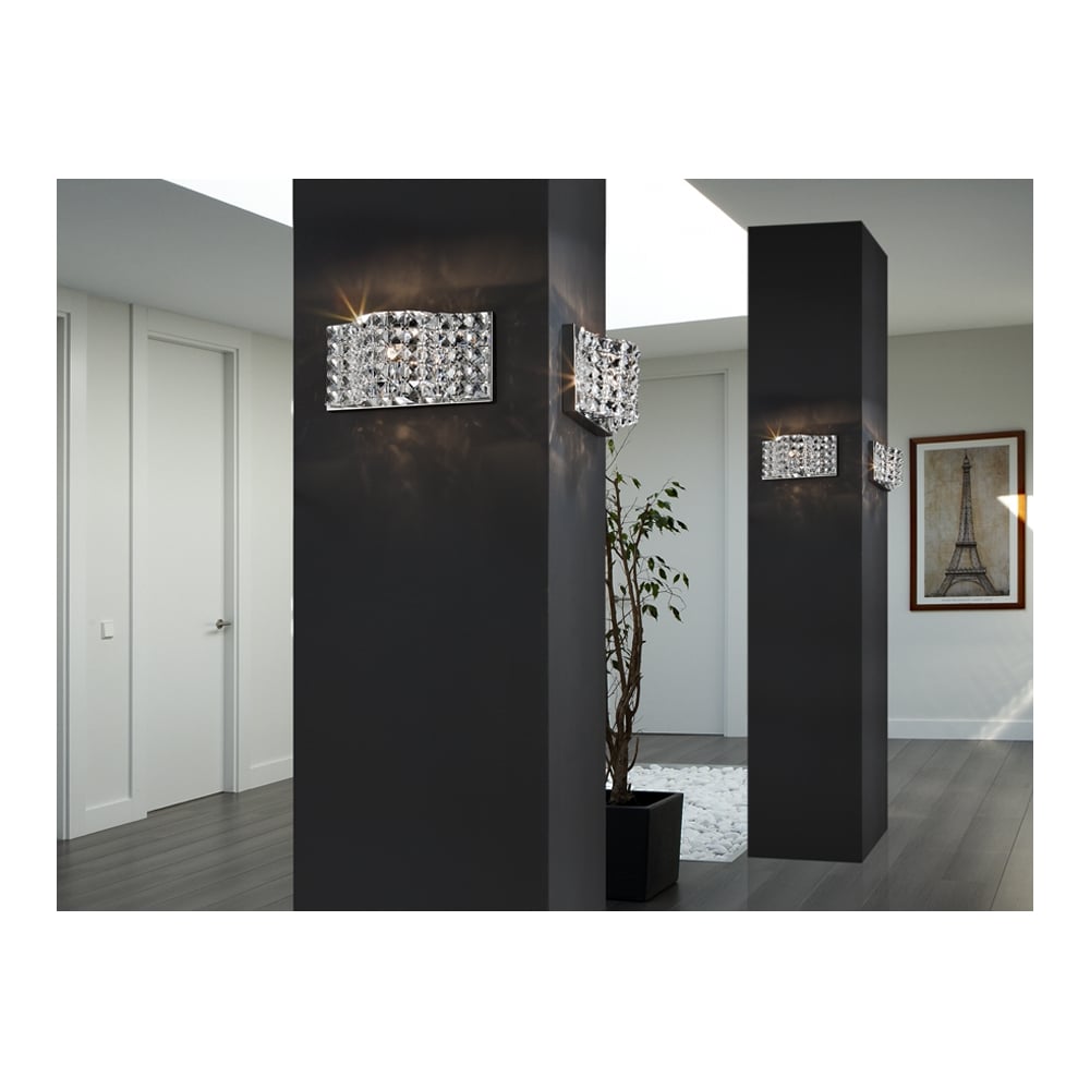 Onda Classical Crystal Wall Light with Chrome Base