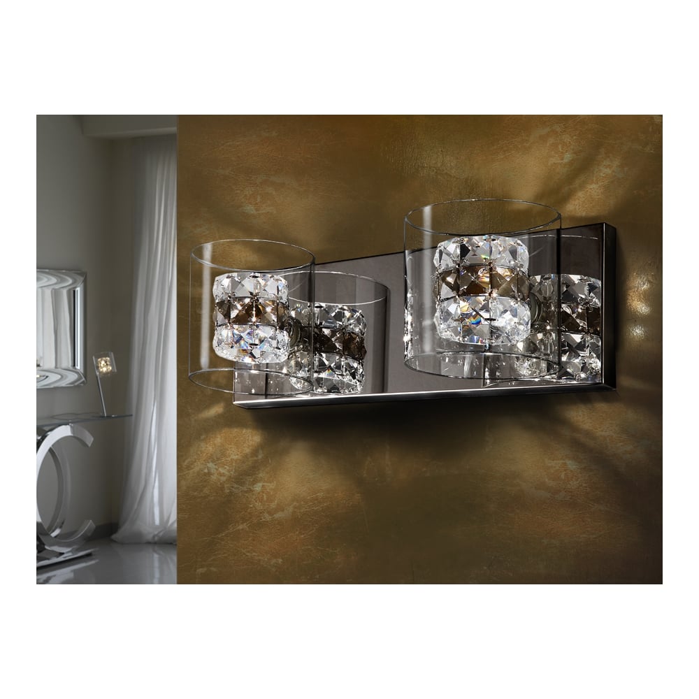 Flash Whiskey Glass Diamante Dual Wall Light