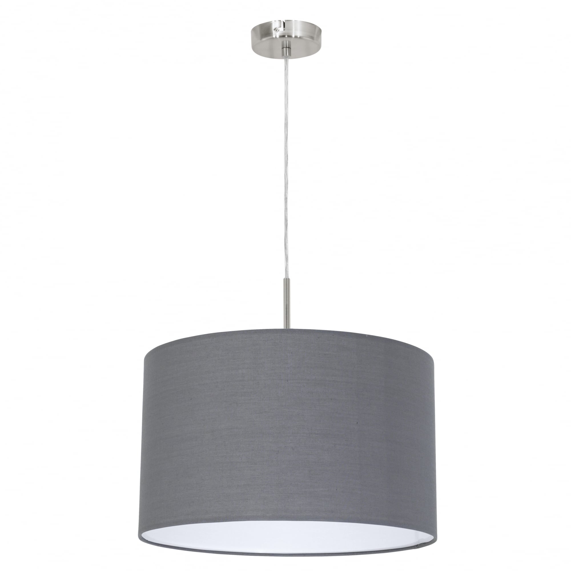 Pasteri 380mm Grey Drum Shade with Nickel Pendant