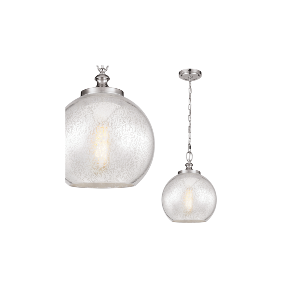 Crackle Glass Ceiling Globe Pendant Ball Light With Nickel Suspension