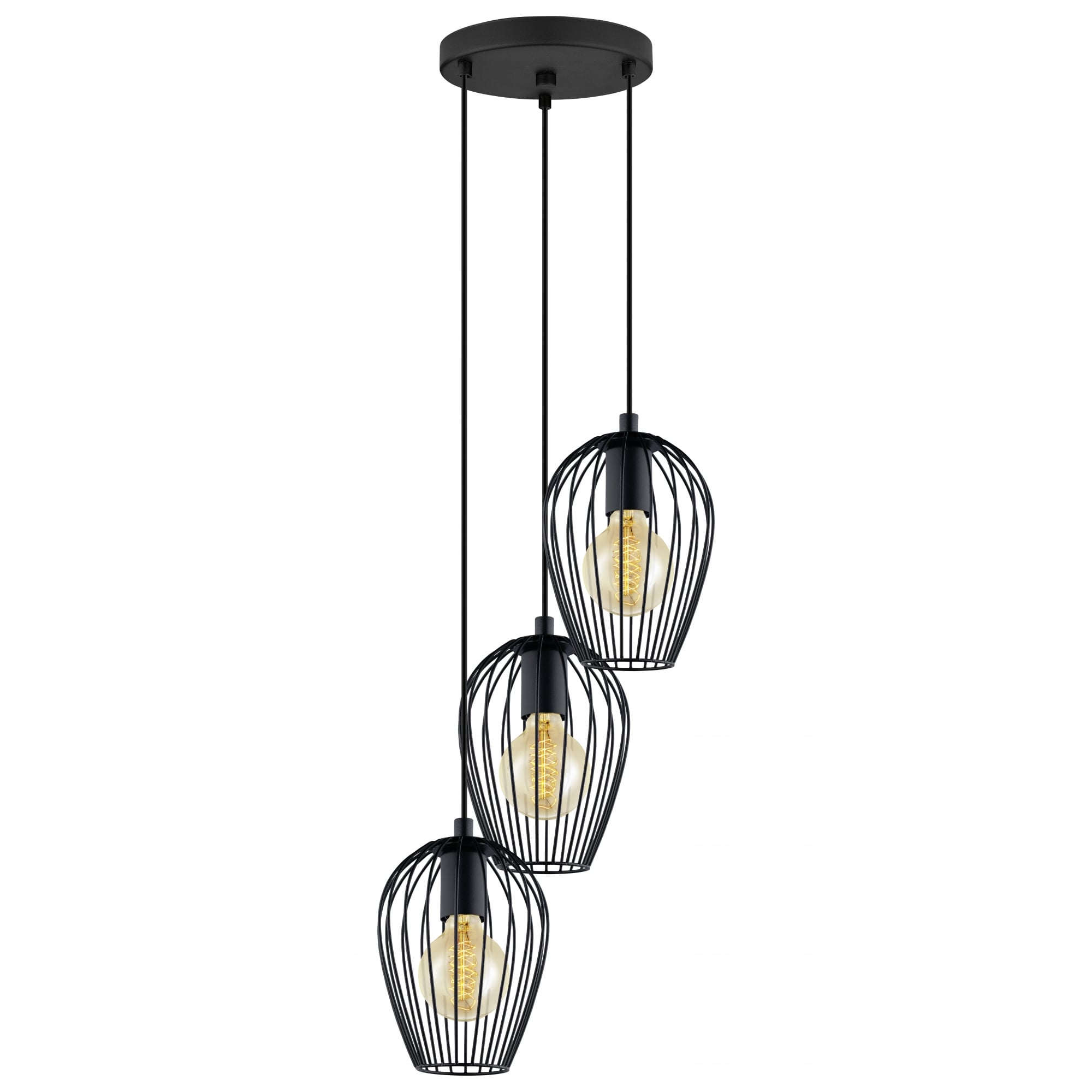 Newtown Trio of Black Ceiling Pendant Lamps