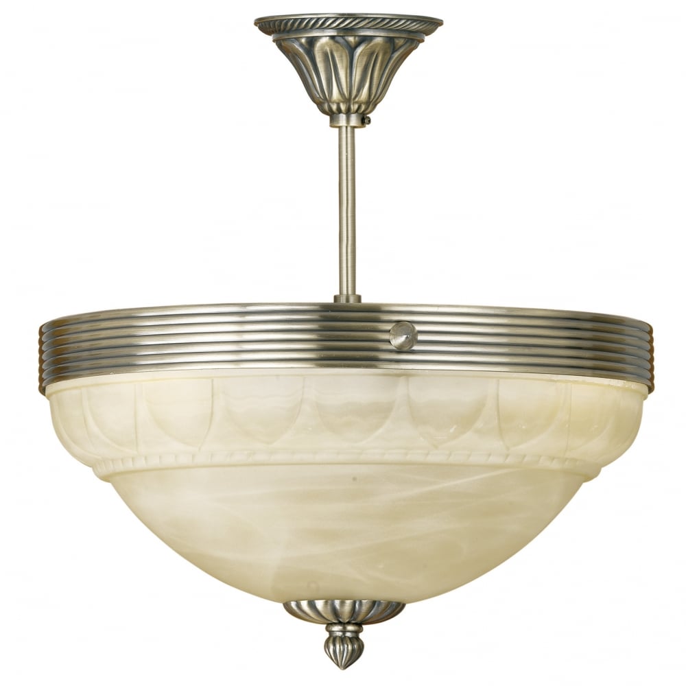 Marbella 3 light traditional ceiling light flush burnished