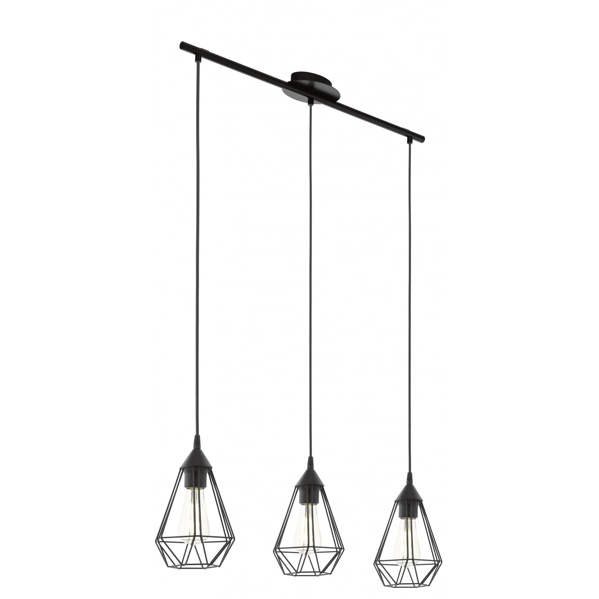 Tarbes Vintage Open Cage Triple Ceiling Pendant Light Fitting