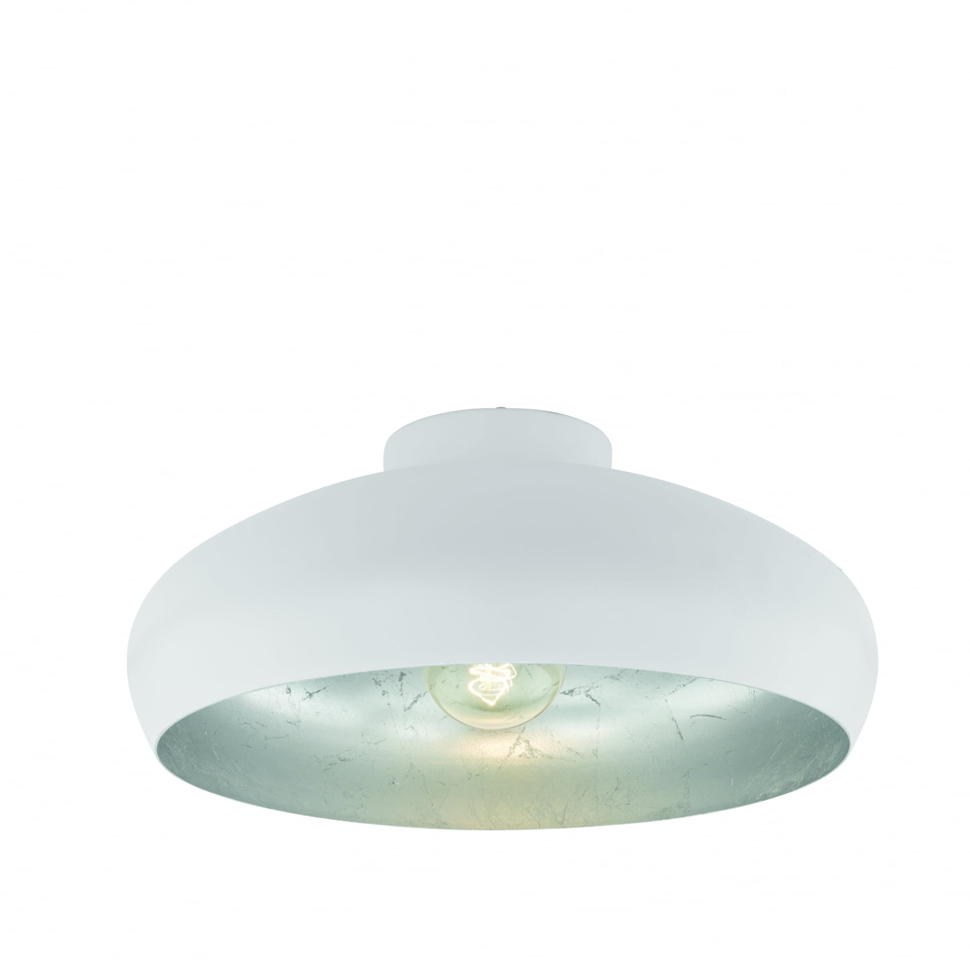 Mogano Retro White and Steel Open Bowl Ceiling Light