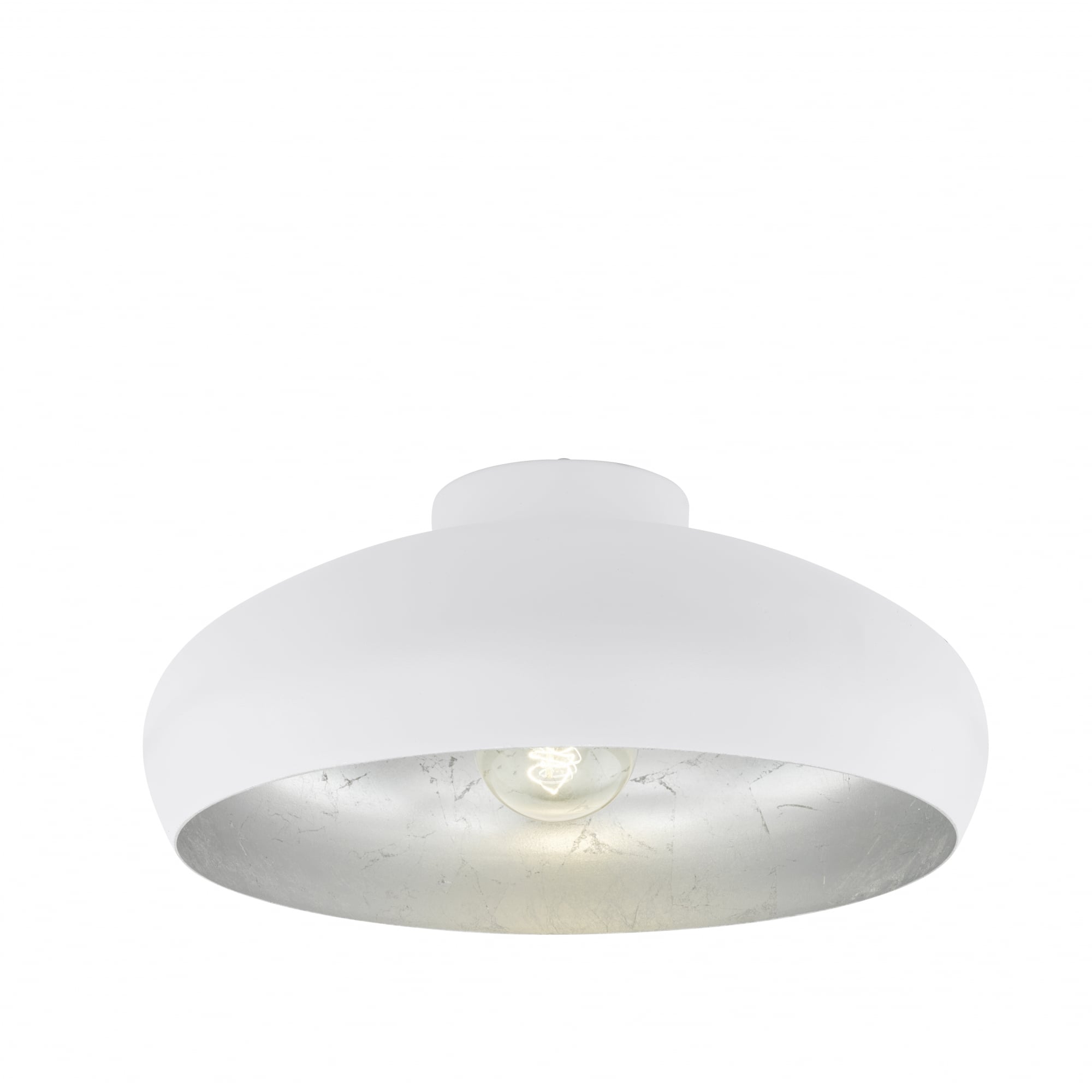 Mogano Retro White and Steel Open Bowl Ceiling Light